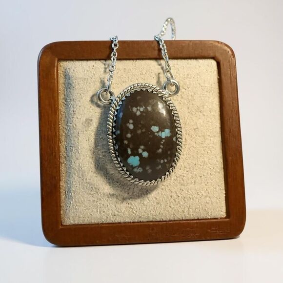 Southwestern Number 8 Turquoise Cross Pendant Necklace Sterling Silver New - Picture 3 of 5